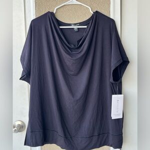 Athleta NWT black womens large weekender relaxed fit short sleeve t shirt